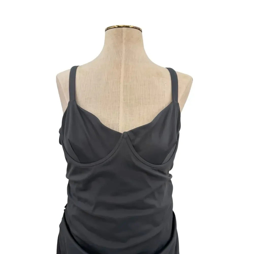 Skims Sculpting Swim Ruched One Piece Gunmetal Gray Shaping‎ Swimsuit XL NWT